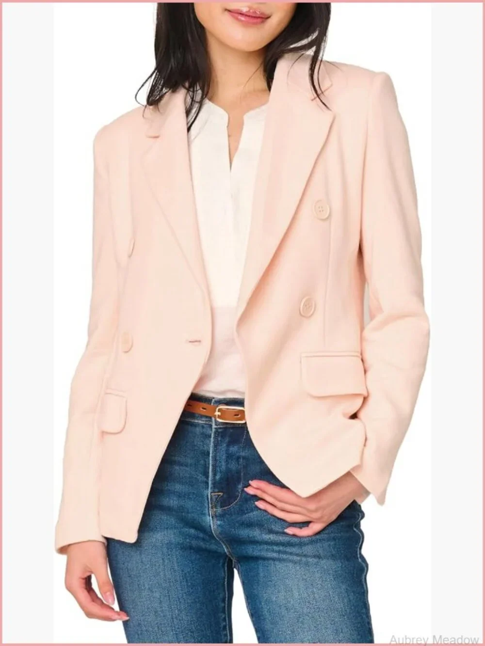 Double Breasted Blazer, Fitted, Long Sleeve Suit Jacket, Work Wear